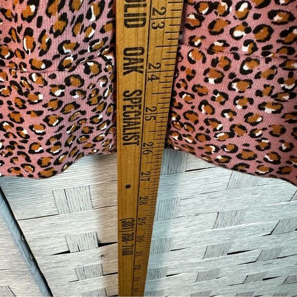Who What Wear Pink Leopard Print Top Jersey knit animal print balloon sleeve - Picture 6 of 8